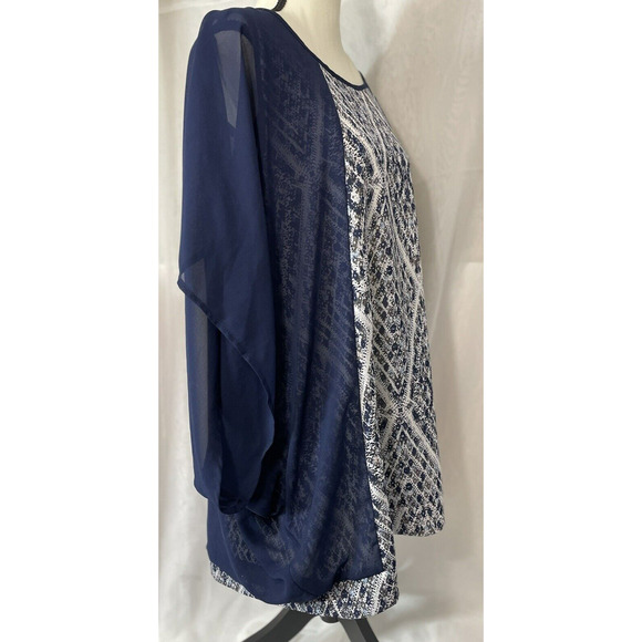 Merric Women's Size 14 Tunic Geometric Sheer Overlay Sleeveless Lightweight - Picture 6 of 7